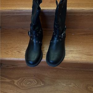 Zodiac - Black Leather Moto Boots